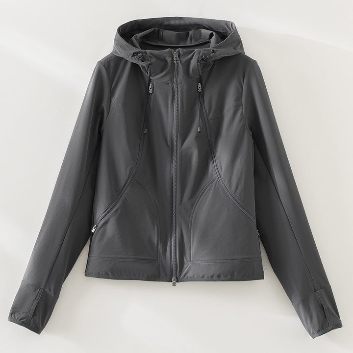Women's Ultralight Hooded Windbreaker with Two-Way Zipper Mune Fashion