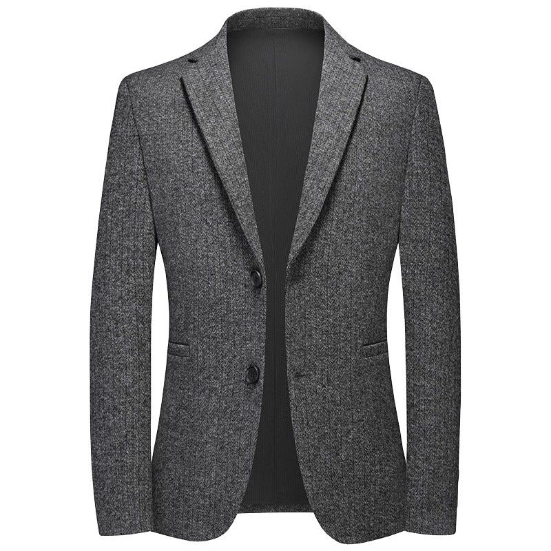 Men Half-lined Structured Blazer with fine Pinstripe Look and Two-button Silhouette Mune Fashion