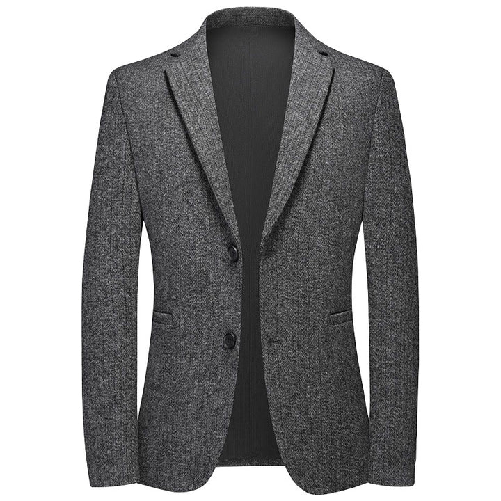 Men Half-lined Structured Blazer with fine Pinstripe Look and Two-button Silhouette Mune Fashion