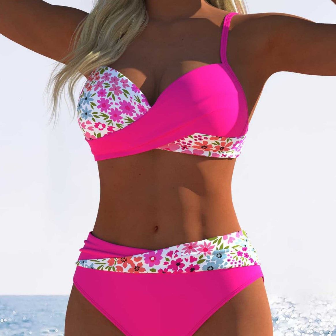 Women’s bikini set with floral wrap pattern and comfortable high-waist briefs Mune Fashion