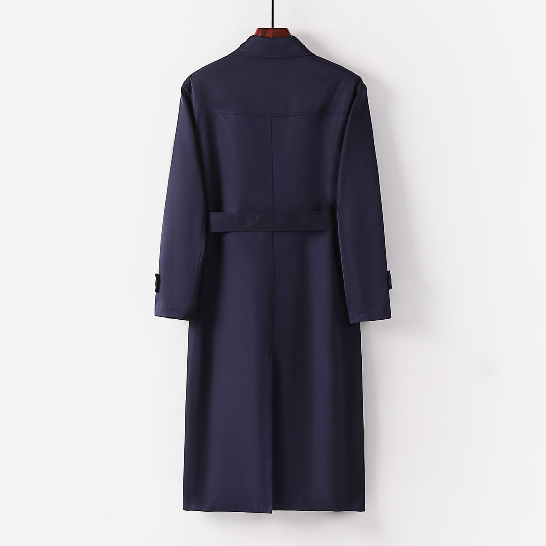 Men's Double-Breasted Lightweight Trench Coat with Waist Belt Mune Fashion