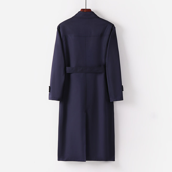 Men's Double-Breasted Lightweight Trench Coat with Waist Belt Mune Fashion