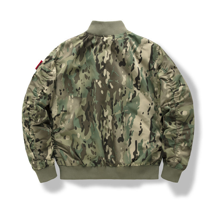 Men's pilot bomber jacket in utility style with vertical zip pockets and ribbed cuffs Mune Fashion