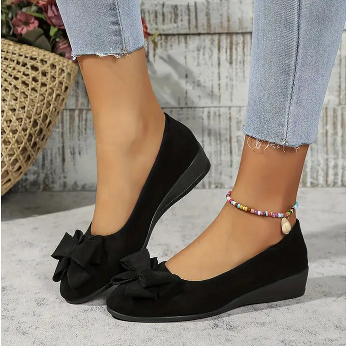 Ladies Slip-on Wedge Ballerina with Low Wedge Heel and Padded Comfort Insole Mune Fashion
