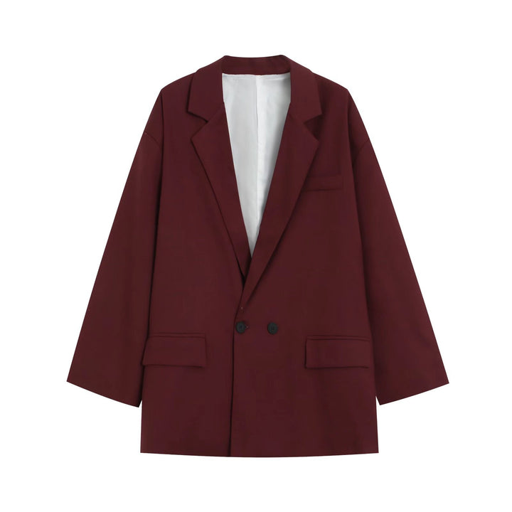 Women’s Oversized Double-Breasted Blazer with Deep Lapel and Welt Pockets Mune Fashion