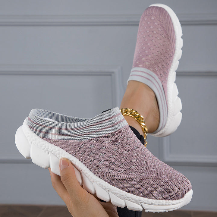 Women's nano sock-like comfort slippers with point-elastic knitted upper, segmented cushioning sole, and soft comfort insole Mune Fashion