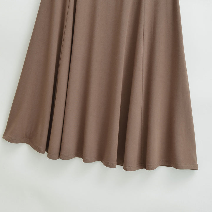 Women's Soft Jersey Maxi Skirt with Foldable Waistband and Flowing A-Line