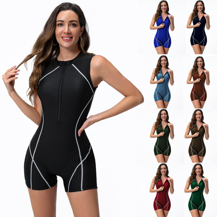 Women's Sporty One-Piece Swimsuit with Short Legs Mune Fashion