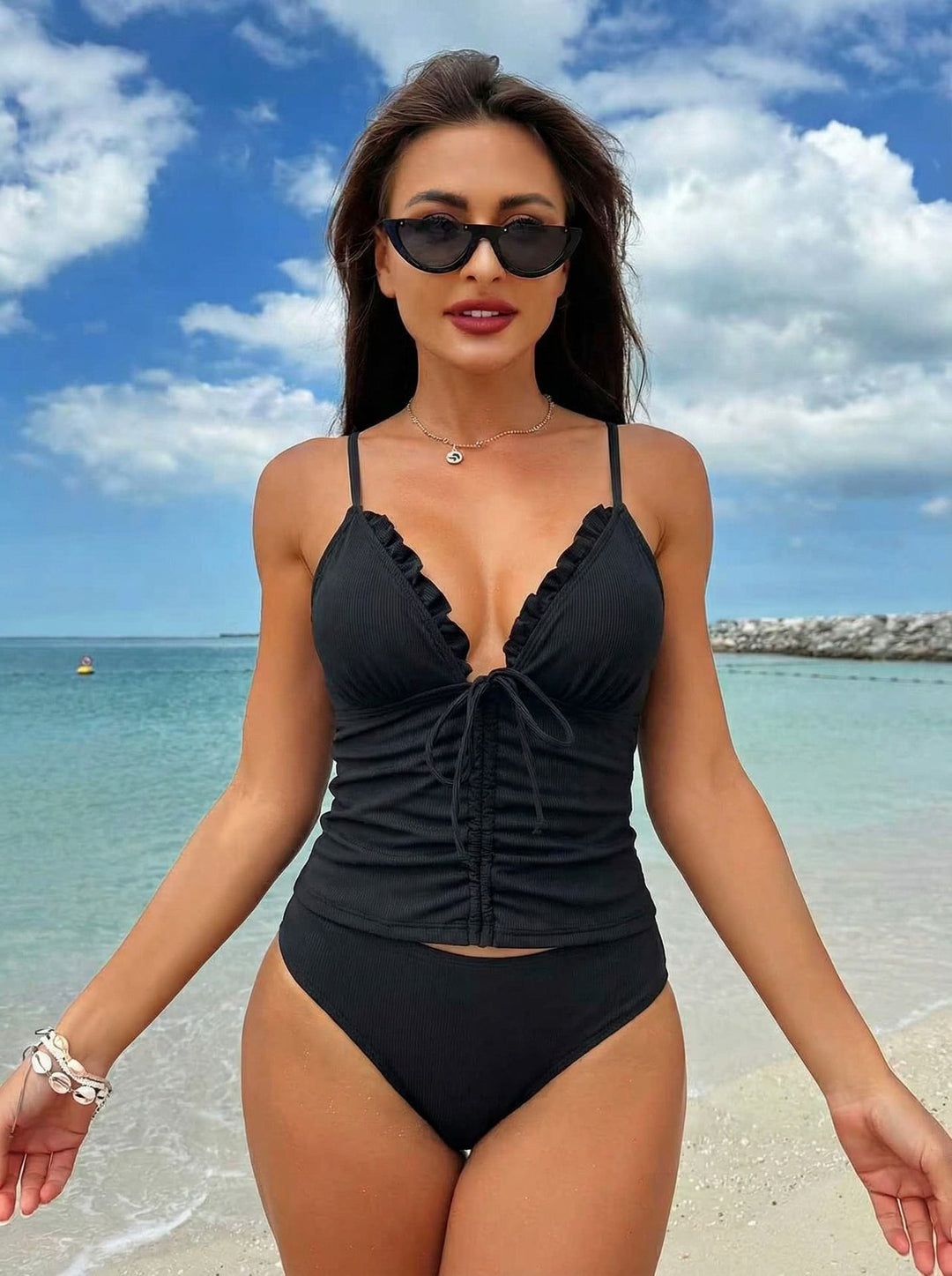 Ladies Shaper Tankini with Ruffles Mune Fashion