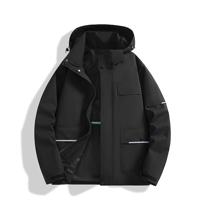 Men's three-layer trekking jacket with welded seams, hood, and multifunction pockets Mune Fashion