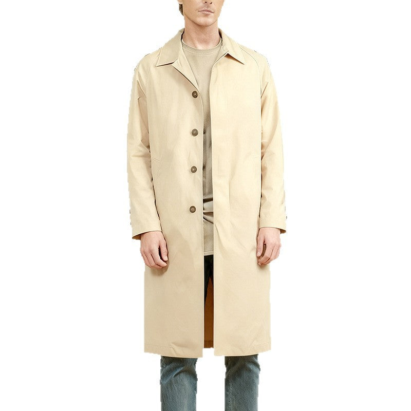 Men's mid-length car coat with lapel collar and concealed button placket Mune Fashion
