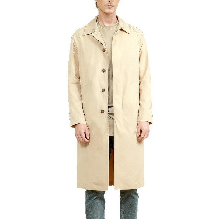 Men's mid-length car coat with lapel collar and concealed button placket Mune Fashion