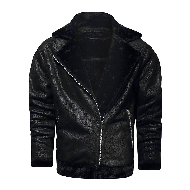 Men's Lambskin Imitation Aviator Jacket with Cozy Faux Fur Lining Mune Fashion