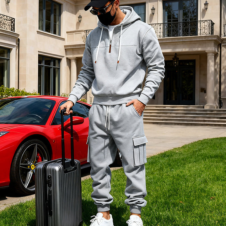 Men's Cargo Jogger Pants with multifunctional flap pockets, elastic waistband, and ribbed cuffs Mune Fashion