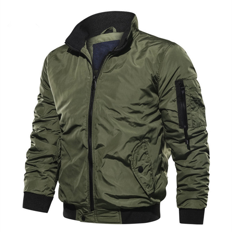 Men's Lightweight Bomber Jacket with Zipper, Sleeve Pocket and Ribbed Cuffs Mune Fashion