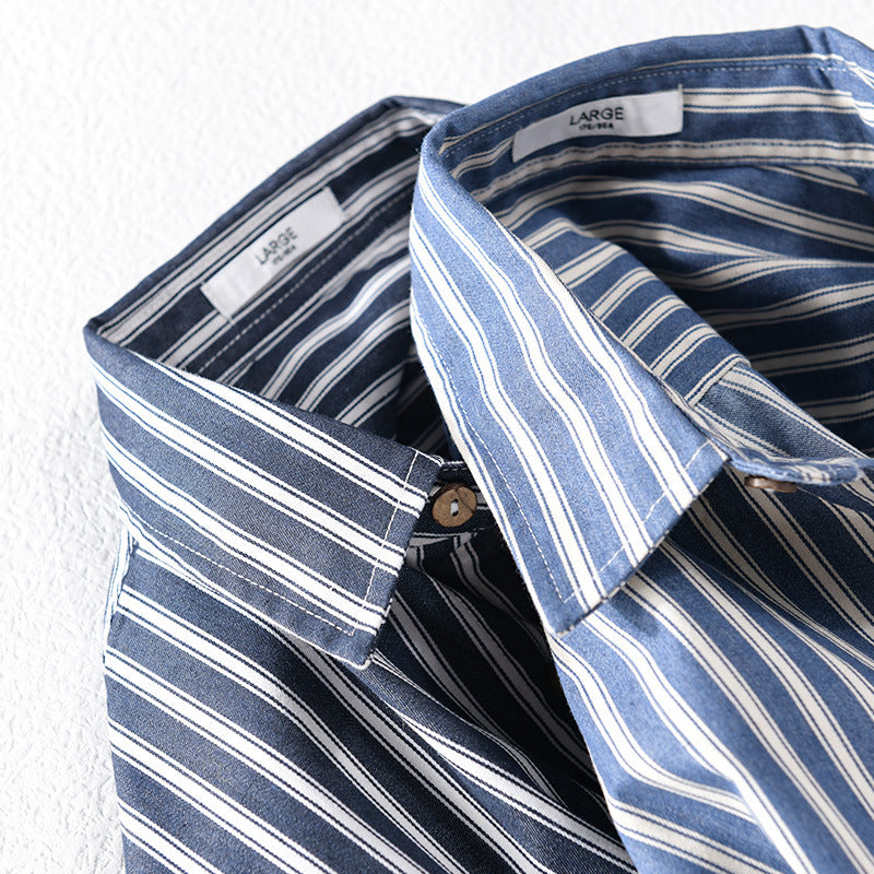 Men's Casual Striped Linen Blend Shirt Jacket in Relaxed Fit with Chest Pocket Mune Fashion