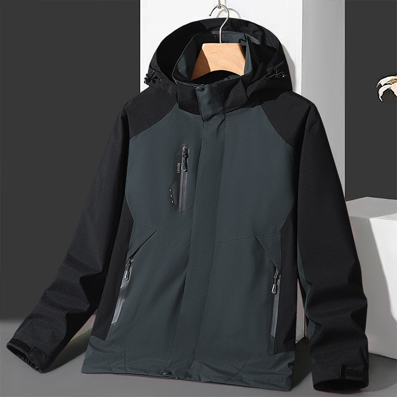 Men's softshell windbreaker with hood, waterproof zippers, and adjustable hem Mune Fashion