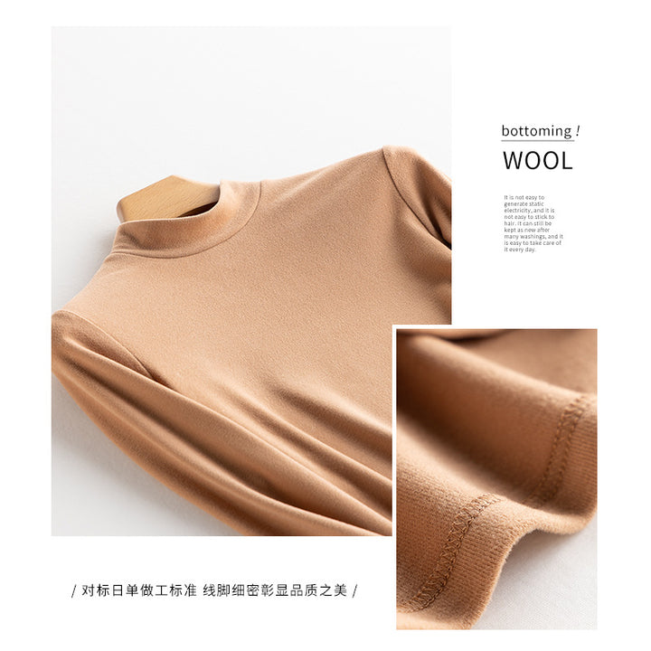 Ladies Fine Long Sleeve Shirt with Stand-up Collar made of Stretch Jersey, Body-hugging Silhouette Mune Fashion