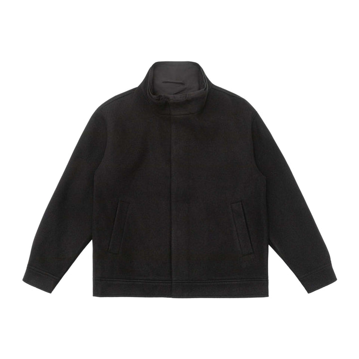 Men's short jacket made of wool blend in boxy cut with high closed funnel collar Mune Fashion