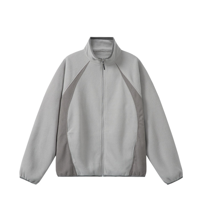 Unisex Fleece Zip Jacket with Stand-up Collar and Structured Side Inserts Mune Fashion