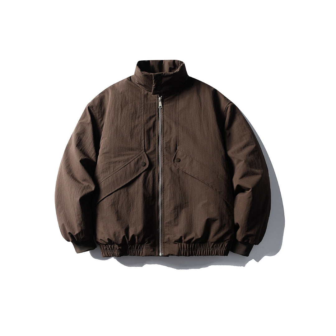 Unisex Boxy-padded Short Jacket with Funnel Collar and Flap Pockets Mune Fashion