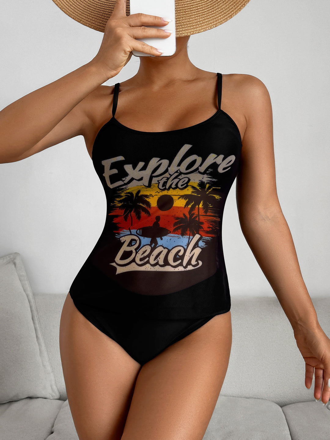 Women One-Piece Swimsuit with Trendy Graphic Design Mune Fashion