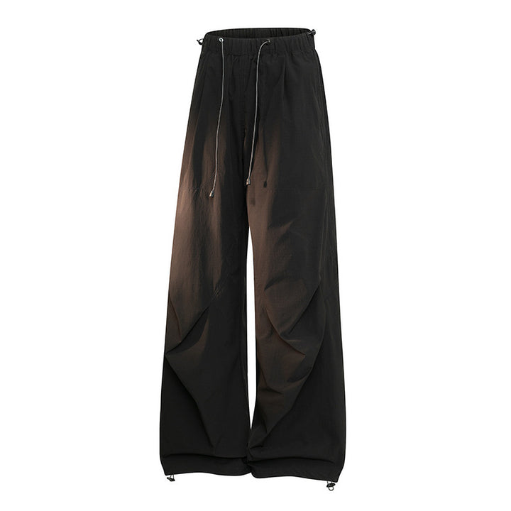Women's Wide Palazzo Pants with Drawstring Waist, Draped Pleats & Adjustable Hem Mune Fashion