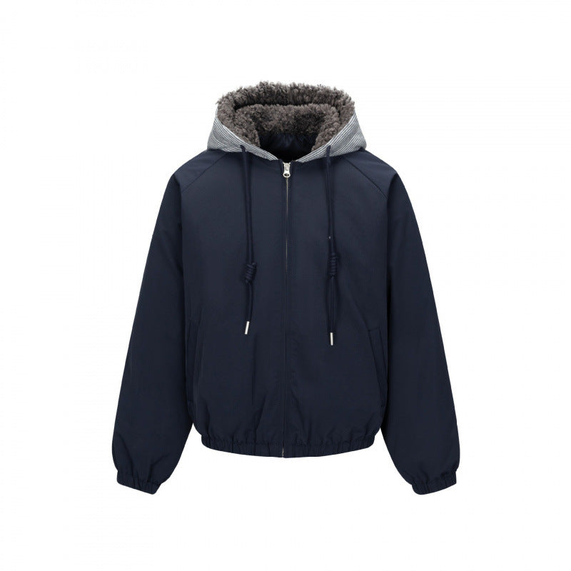 Men's Padded Hoodie Jacket in Bomber Style with Teddy Lining and Elastic Hem Mune Fashion