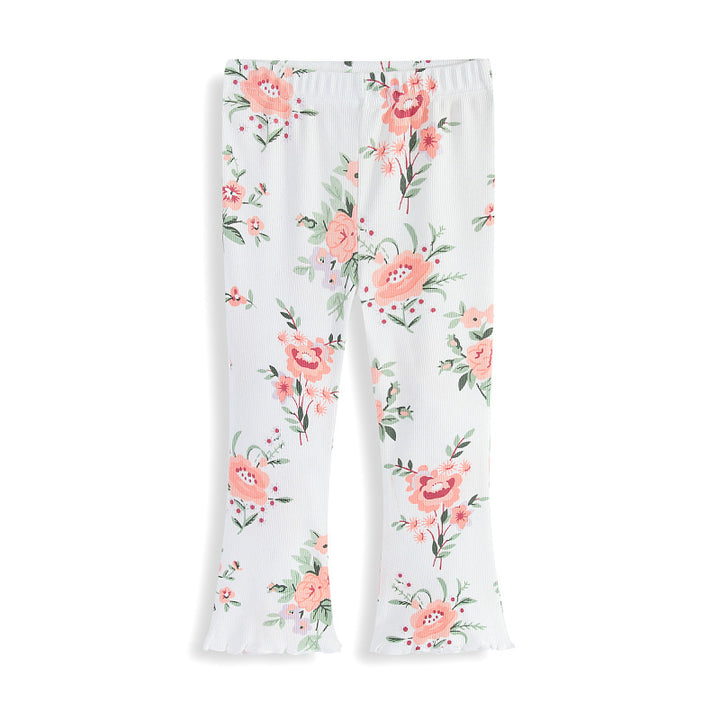 Girls Flared Leggings with Floral Patterns Mune Fashion