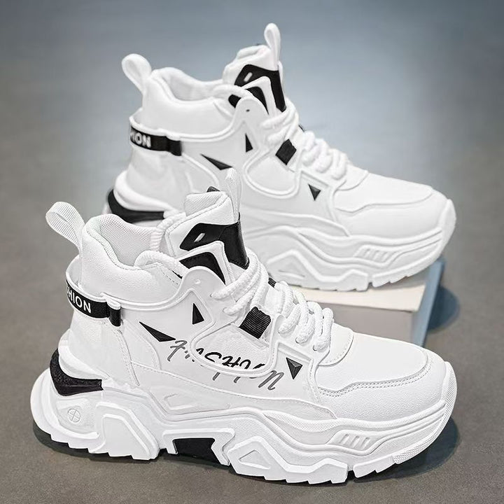 Women's Sporty High-Top Sneakers with Fashionable Toe Cap and Non-Slip Sole Mune Fashion