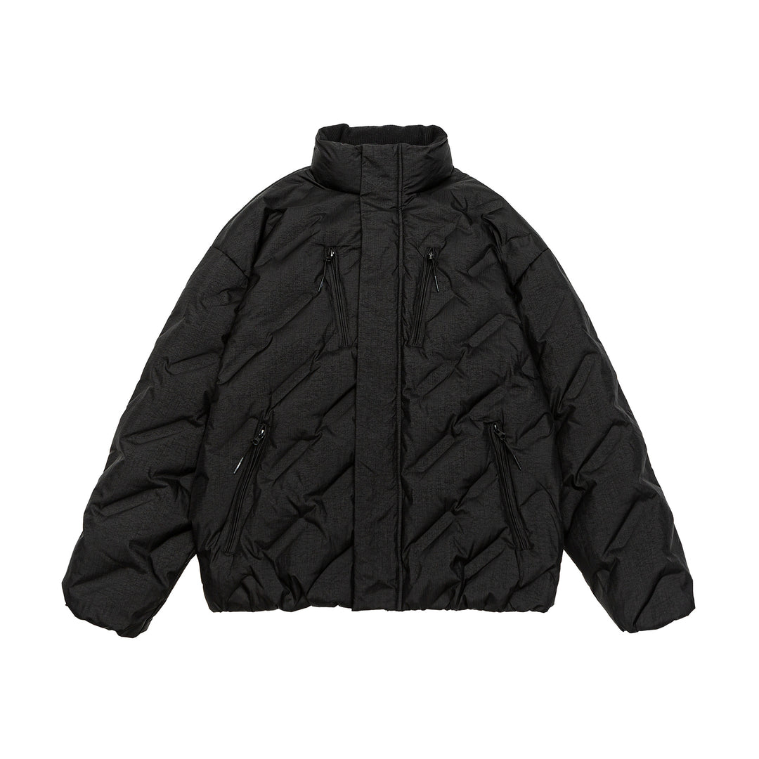 Unisex Padded Oversized Quilted Jacket with High Stand-Up Collar Mune Fashion