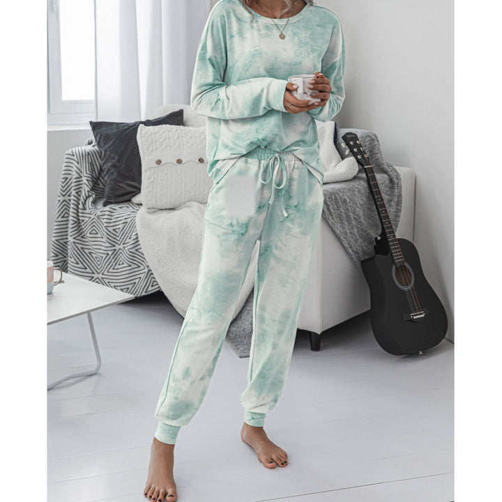 Women Casual Tie-Dye Lounge Jumpsuit with Drawstring and Pocket Mune Fashion