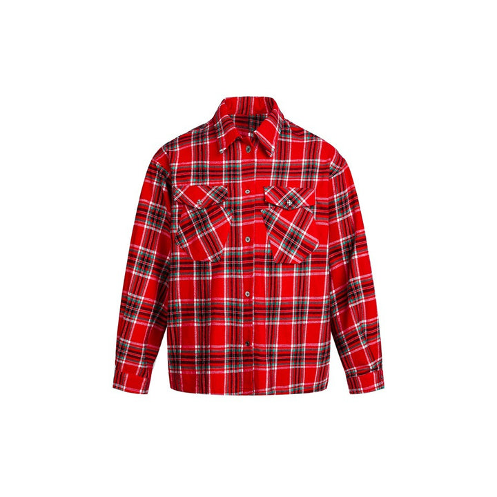 Men's Robust Check Flannel Shirt Jacket with Buttoned Flap Pockets Mune Fashion