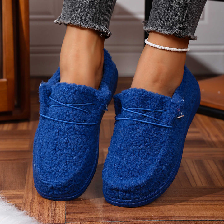 Ladies Cozy Sherpa Slippers with Flexible Rubber Outsole Mune Fashion