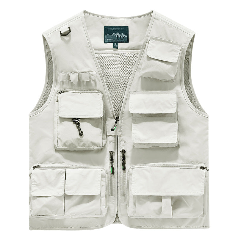 Men's Multifunctional Outdoor Utility Vest with Mesh Lining and Numerous Pockets Mune Fashion