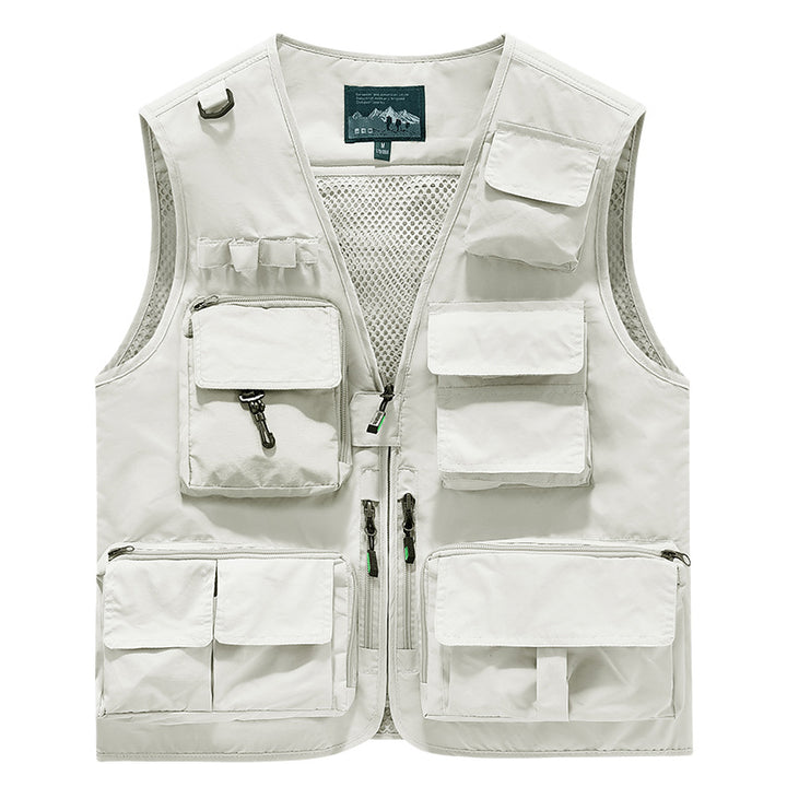 Men's Outdoor Utility Fishing Vest with Breathable Mesh Back and Multifunctional Pockets Mune Fashion