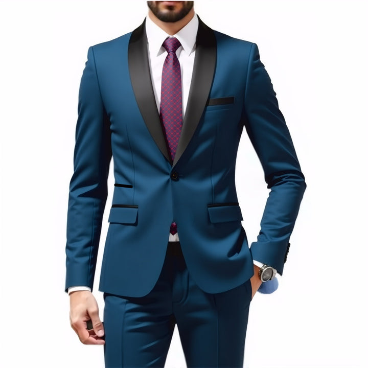 Men's Slim Fit Tuxedo with Shawl Collar and One-Button Jacket Mune Fashion