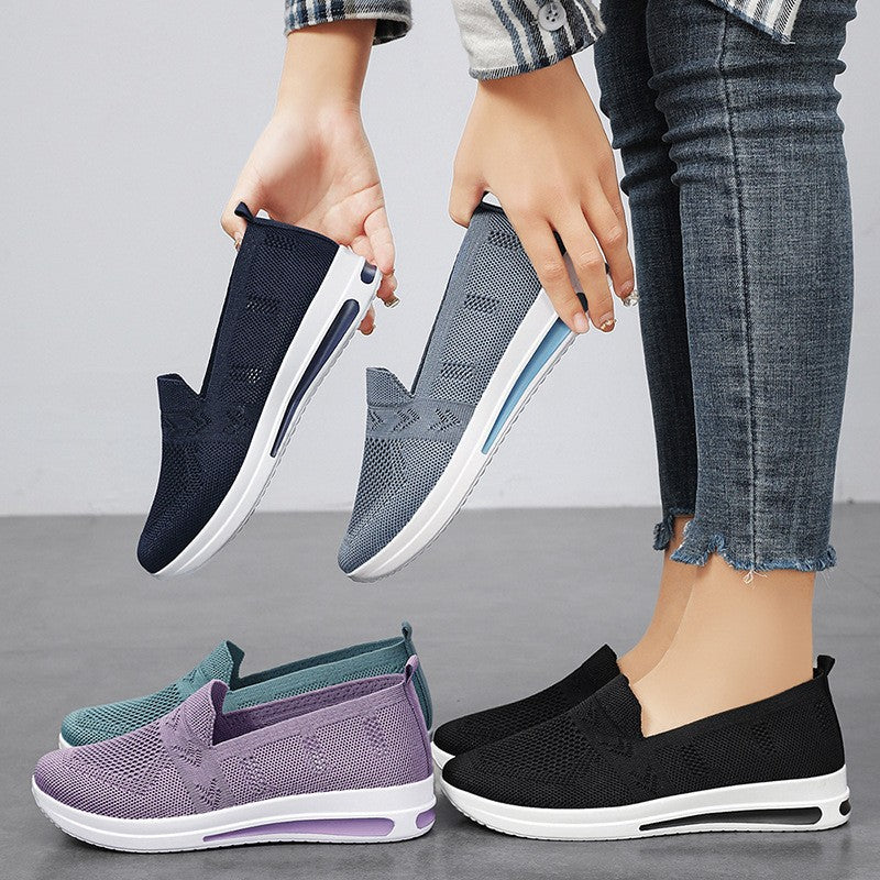 Women's seamless knit slip-on casual sneakers with ergonomic memory footbed and cushioning air chamber midsole Mune Fashion