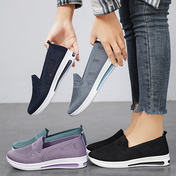 Women's seamless knit slip-on casual sneakers with ergonomic memory footbed and cushioning air chamber midsole Mune Fashion