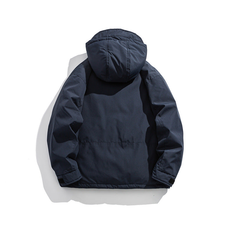 Men's short-cut weatherproof hybrid parka with hood, snap button placket and slanted zipper pockets Mune Fashion