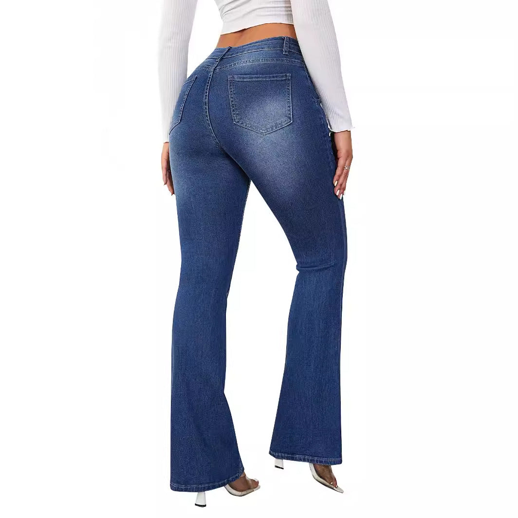Women's high waist flared jeans with a figure-flattering fit and wide bootcut Mune Fashion