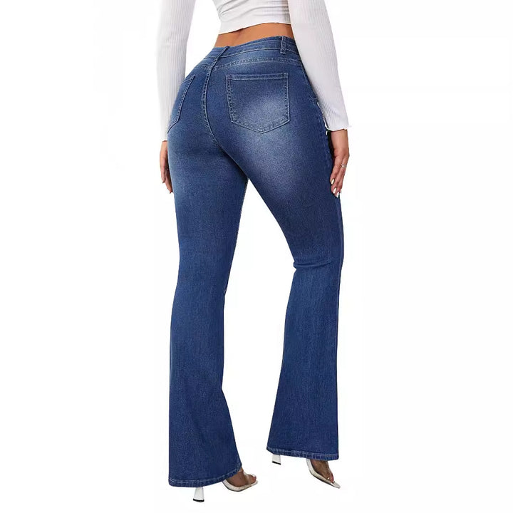 Women's high waist flared jeans with a figure-flattering fit and wide bootcut Mune Fashion