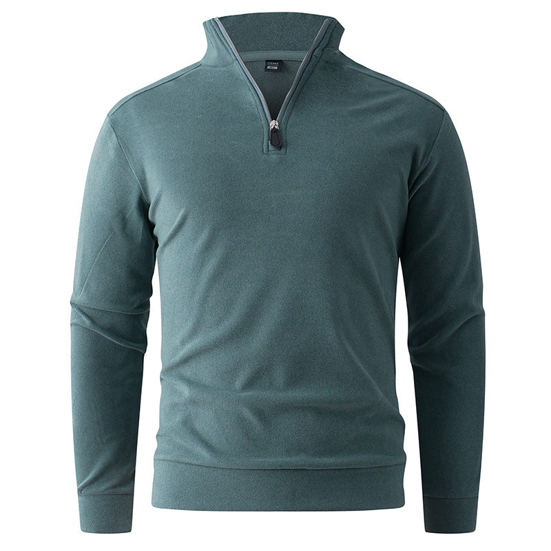 Men's Comfortable Stretch Half-Zip Sweater with Stand-Up Collar and Brushed Inner Lining Mune Fashion