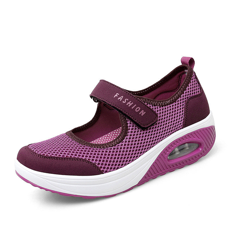 Ladies sporty Mary-Jane wedge sneakers with air cushion and breathable mesh Mune Fashion