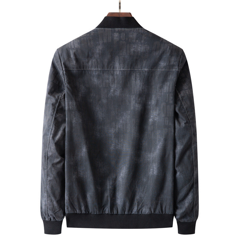 Men's bomber jacket in leather look with subtle all-over print, zipper and ribbed cuffs Mune Fashion