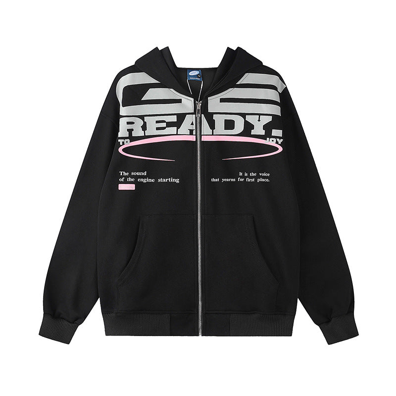 Women's hooded sweatshirt jacket with full zip, oversized cut and statement front print Mune Fashion