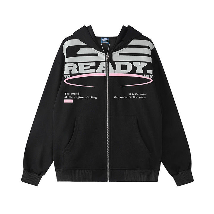 Women's hooded sweatshirt jacket with full zip, oversized cut and statement front print Mune Fashion