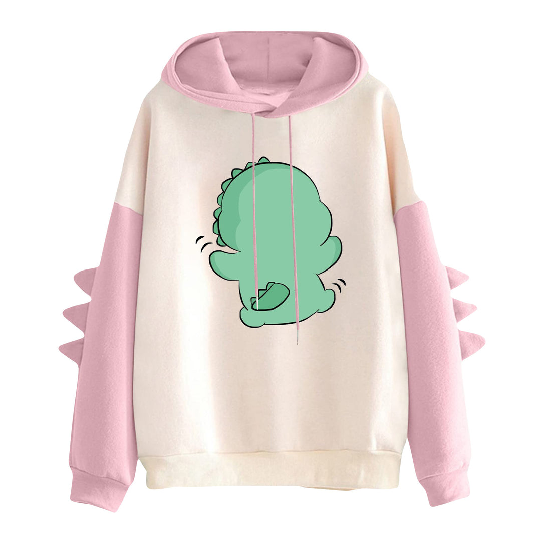Women's hoodie with cute dinosaur print and three-dimensional spikes Mune Fashion