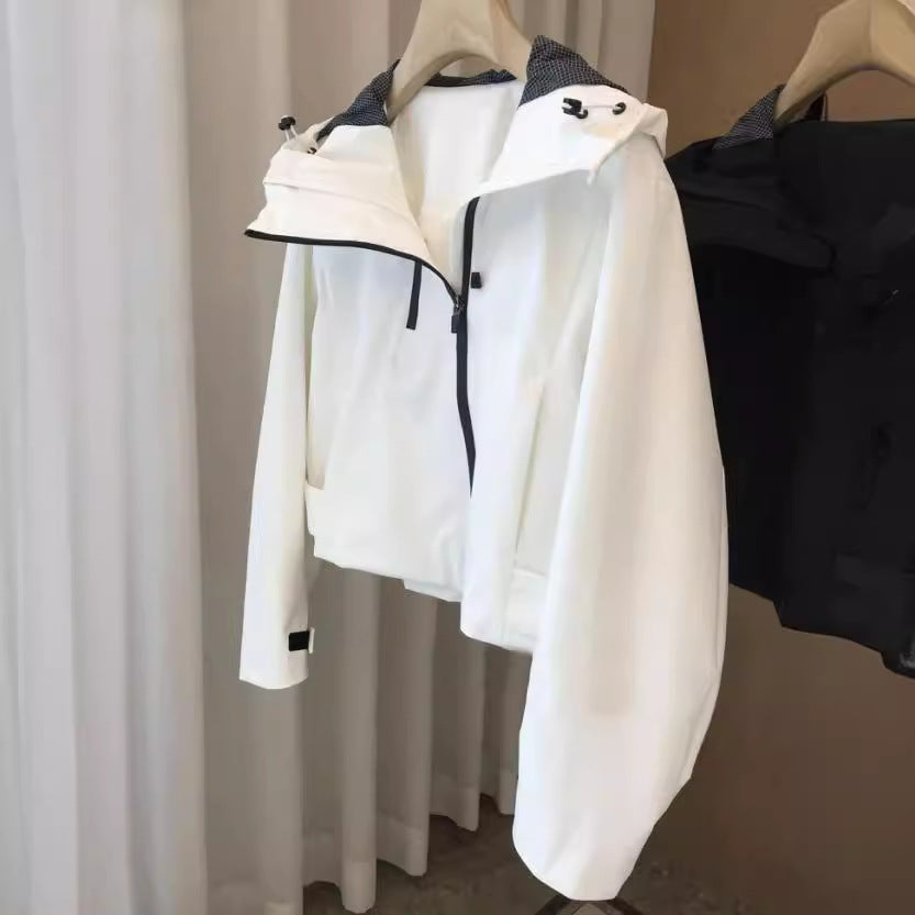 Women Water-Repellent Hooded Jacket in Minimalist Urban Design with Concealed Zipper Mune Fashion