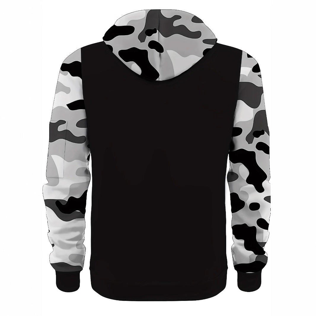Men's Athletic Hooded Jacket with Camouflage Sleeves Mune Fashion